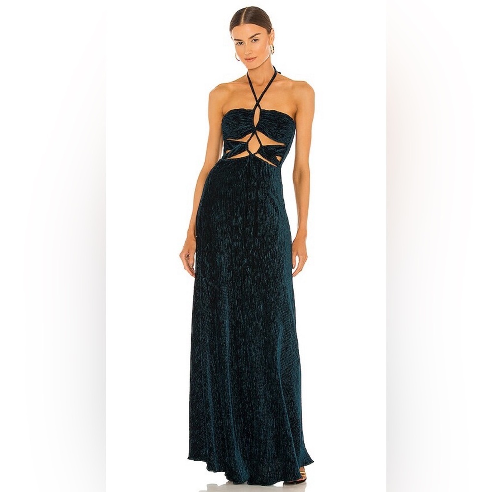 Brand New PatBO Textured Velvet Lace-Up Dress in Prussian Green Size 4 - Picture 8 of 16